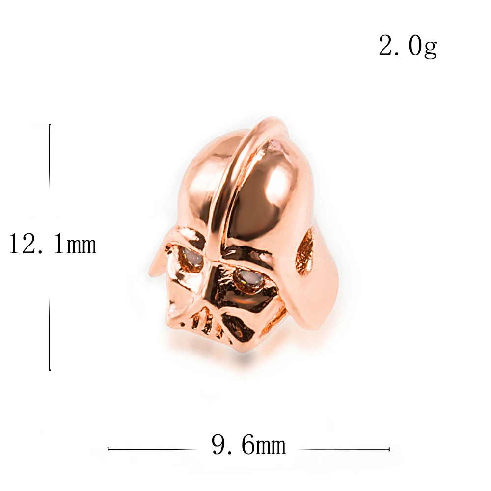 12*10mm Biochemical Warrior Helmet Brass Cubic Zirconia Diy Men\'s Beads Bracelet Jewelry Making Accessories Connector Found Hole