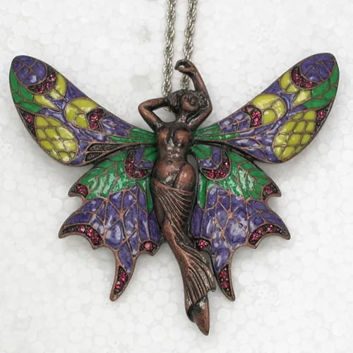 Antique copper Purple Rhinestone Huge Butterfly Fashion Pendant Necklaces Chain Jewelry F380 D3