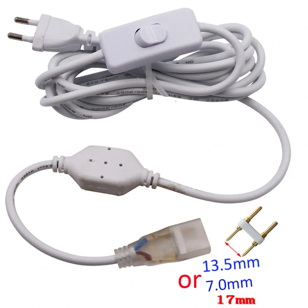 80CM Cable Power EU Plug UK/US adapter with on-off Switch For 220V 110V 5050 5730 LED Strip Flexible Light  6mm 12mm 15mm PCB