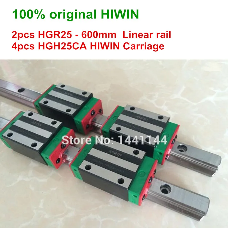 HGR25 HIWIN linear rail: 2pcs 100% original HIWIN rail HGR25 - 600mm Linear rail + 4pcs HGH25CA Carriage CNC parts