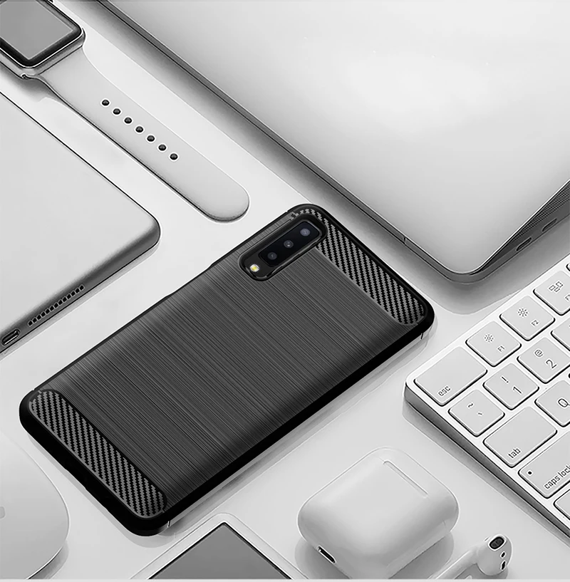 For Samsung A7 2018 A750F Case Carbon Fiber TPU Phone Case For Samsung Galaxy A7 2018 Phone Bags Silicone Cover Coque Capa