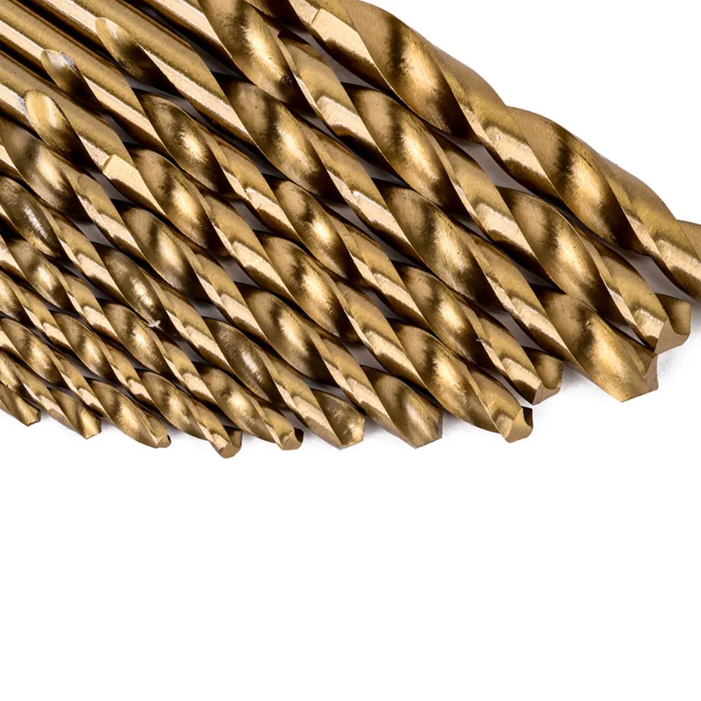 Punte elicoidali da 1.5-6.5mm HSS con gambo dritto rivestito in titanio 13 pezzi Set di punte per trapano strumento per sega a tazza per la lavorazione del legno in alluminio