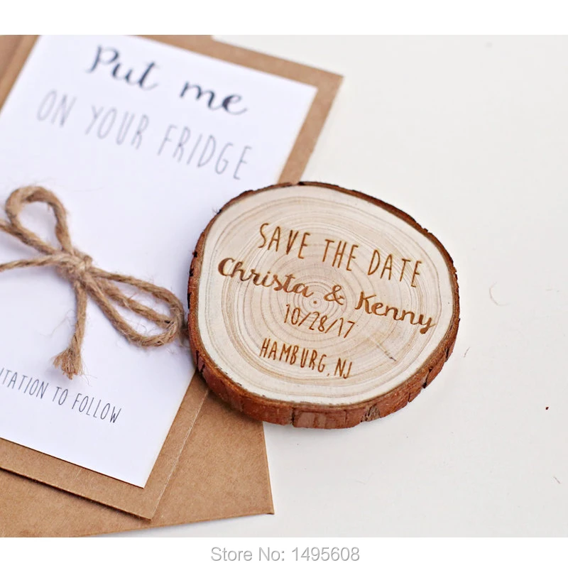 Personalized Save the Date Magnets, Custom Save the Date Magnets for guests, Rustic wood slice magnet,wedding invitations