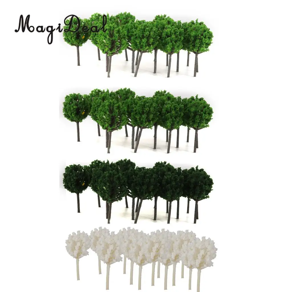 50Pcs 1/300 Scale 4cm Dark Green Model Trees Z Scale Train Street Park Countryside Model Building Scenery Landscape 4Colors