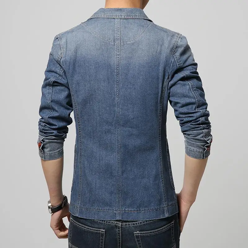 M-3XL Men Denim Blazer Jackets Men Blazer Slim Fit Terno Blaser Masculino Jaquetas Men's Suits Blazer Man Jeans Coats