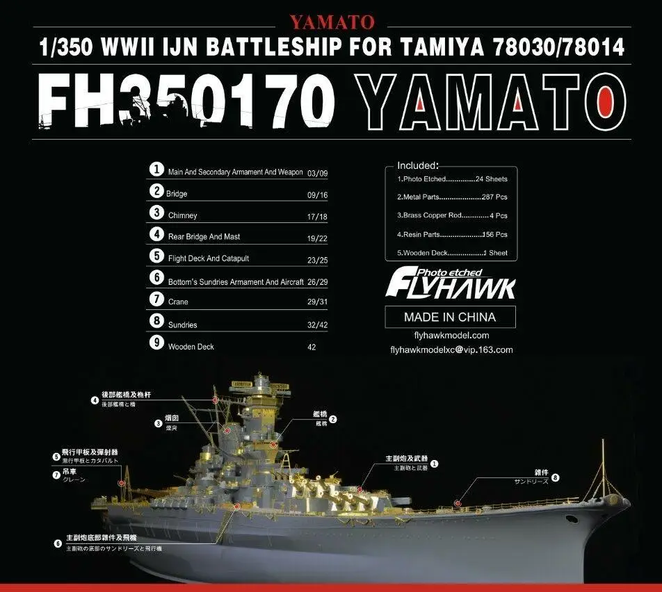 

Flyhawk 350170 1/350 IJN Yamato for Tamiya top quality