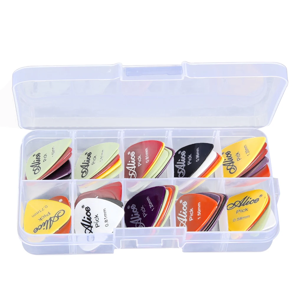 24pcs Plastic Guitar Picks Plectrums w/ Various 6 Thickness + Pick Box For Acoustic Guitar Picks Accessories