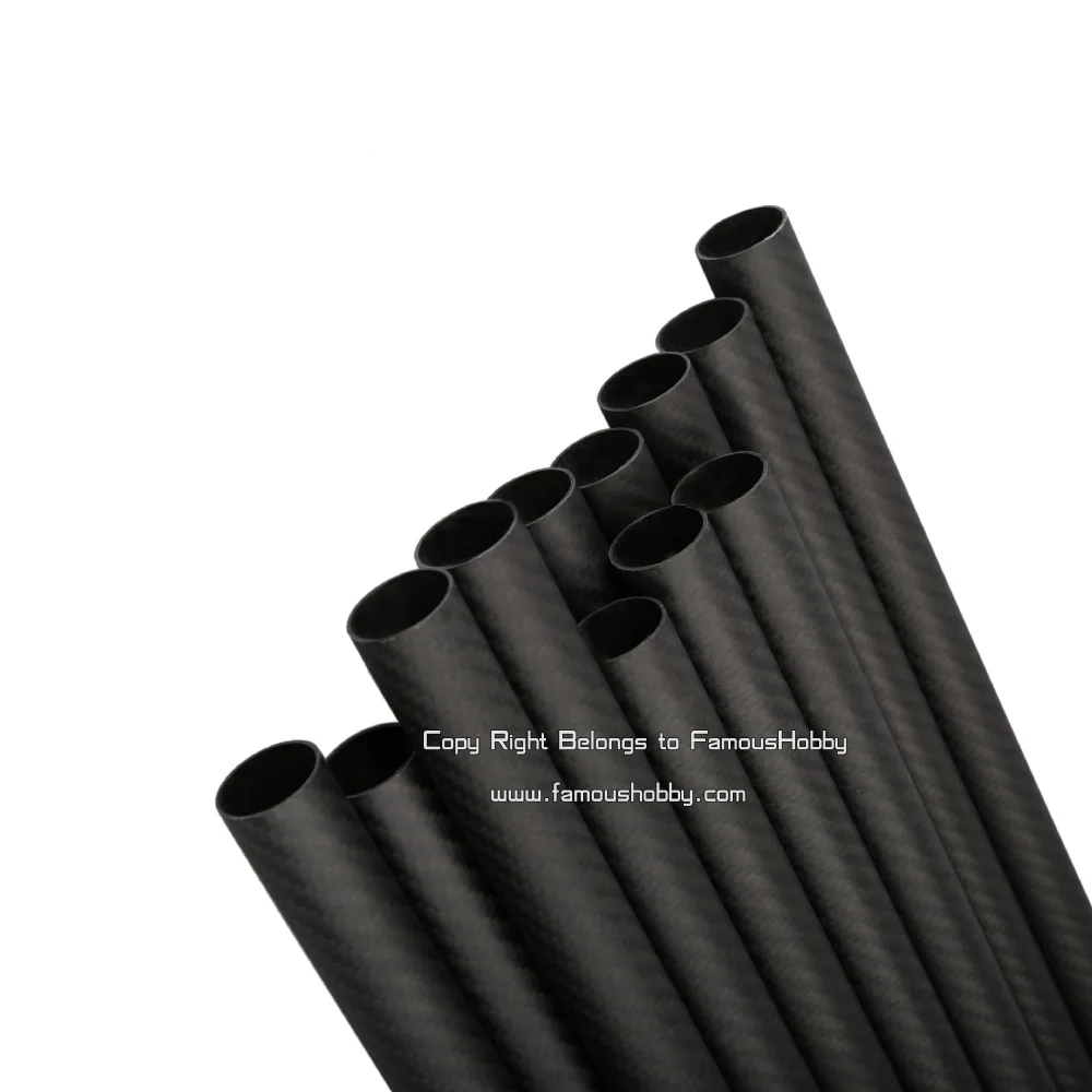 Famoushobby 18x16x330mm 100% Full Carbon Fiber Tubes  Pipes boom Strips 330mm length 2pcs/ lot