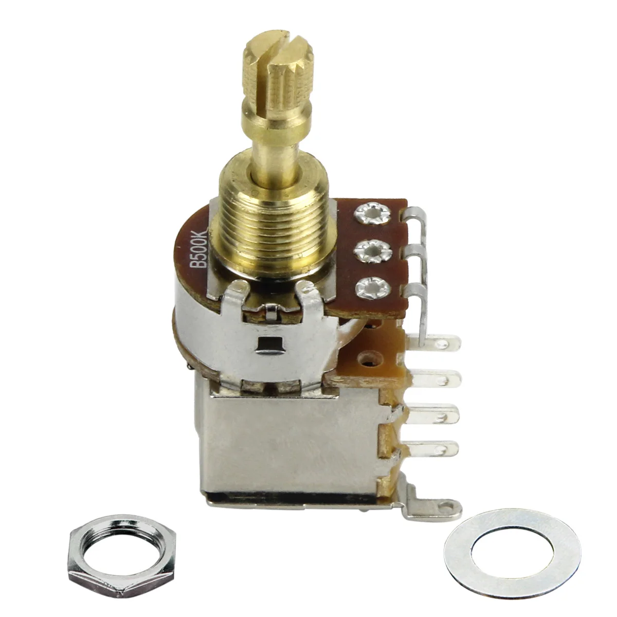 FLEOR 2PCS Push Push Guitar Potentiometer Pot Switch B500K Linear Taper Volume Control Copper Short Split Shaft Pot