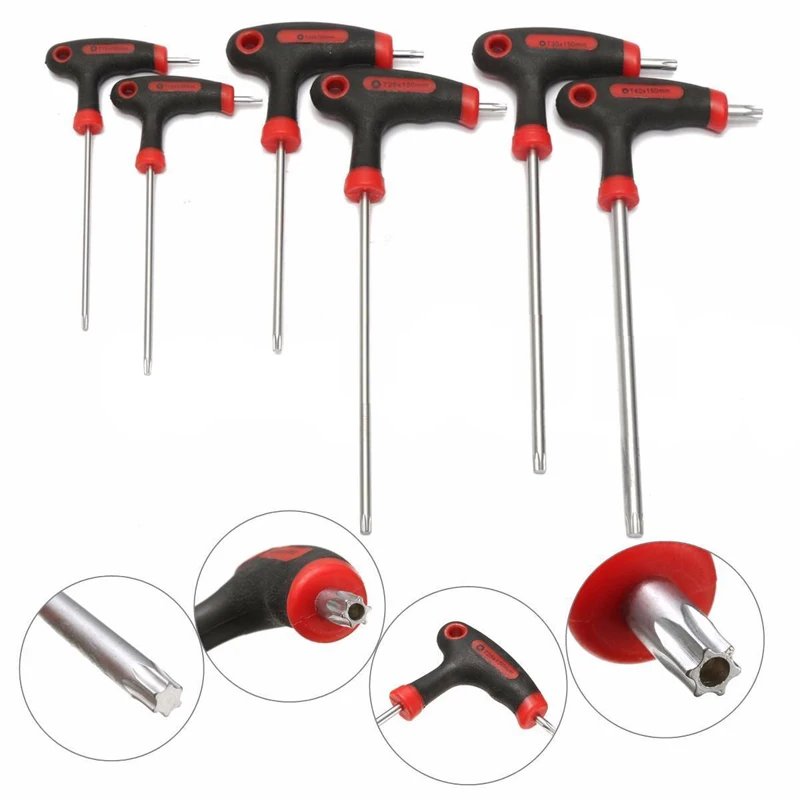 1pcs T10/15/20/25/30/40 T-Handle Grip Torx Hex Screwdriver Allen Key Wrenchs Tool