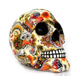 Dropshipping New Creative Skull Resin Statues Color Flower Desk Decor Toy Birthday Gift Halloween Party Decoration