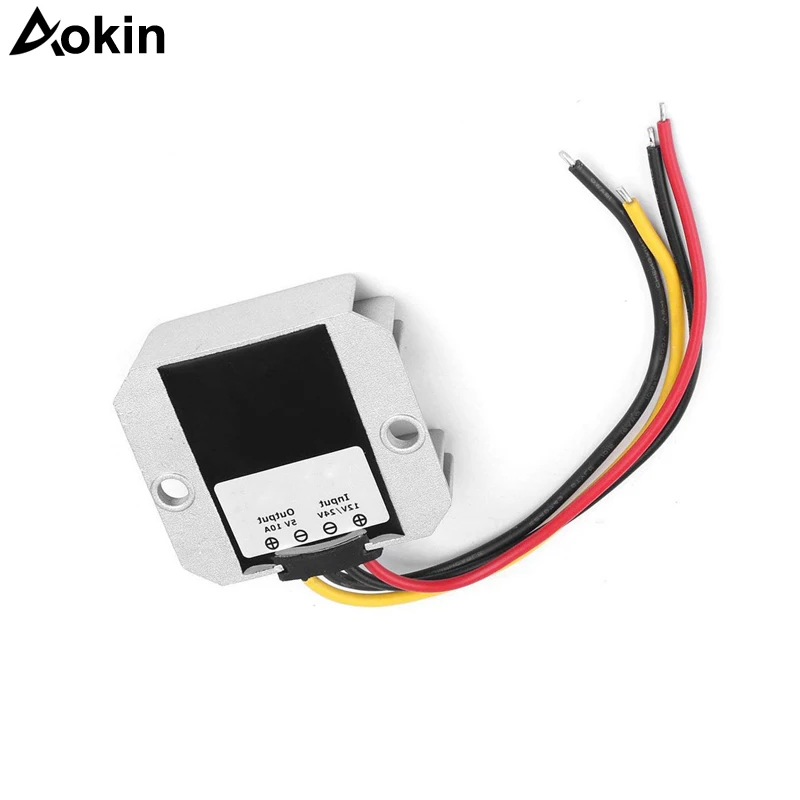 

DC12V/24V to 5V 10A 50W Vehicle Voltage Reducer DC-DC Buck Converter Step Down Voltage Regulator Module Waterproof IP68