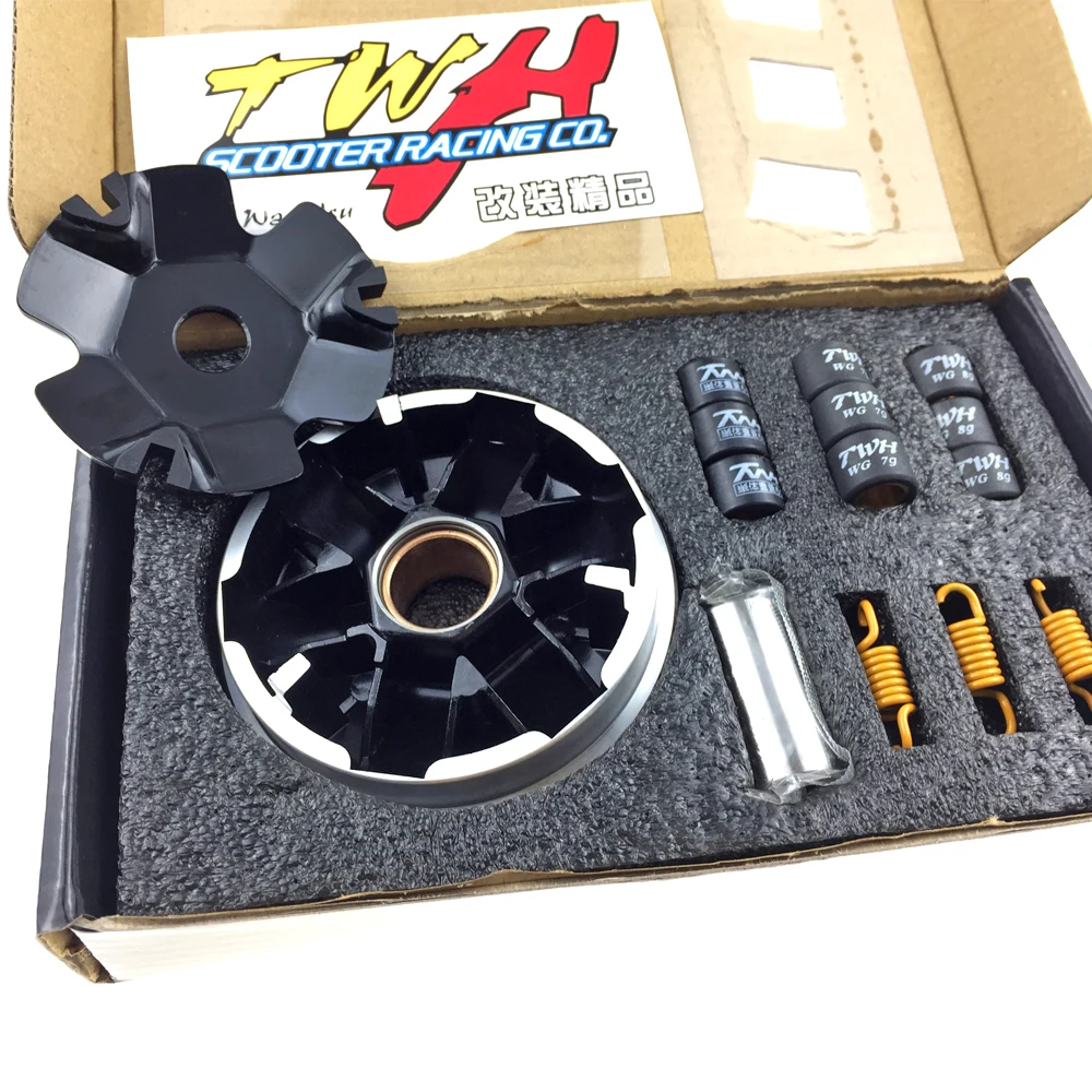 TWH High Performance Variator Kit 89MM 92MM with Roller Weights Drive Pulley for GY6 50cc 139QMB 139QMA DIO ZX AF18 AF28 AF34