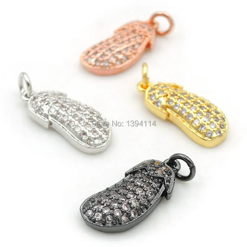 

14*6*3mm Micro Pave Clear CZ Eggplant Charm Fit For Men And Women Making Bracelets Or Necklaces Jewelry