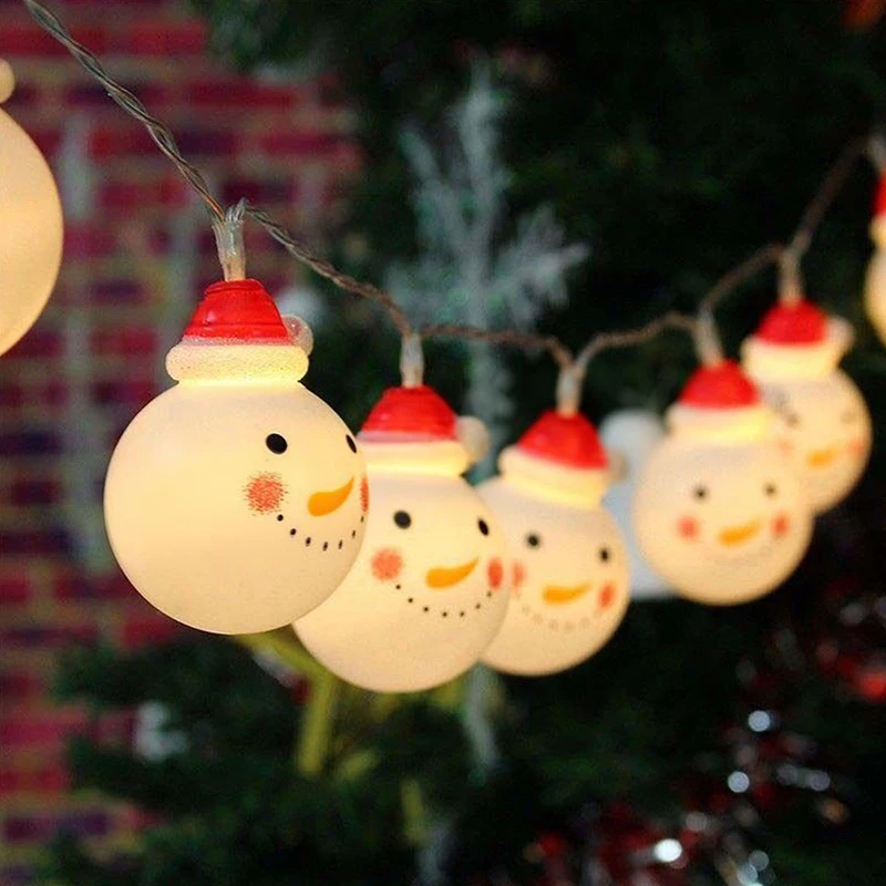Newest 10-LED Snowman Fairy String Light Bulb Battery Xmas Tree Party Wedding Decor