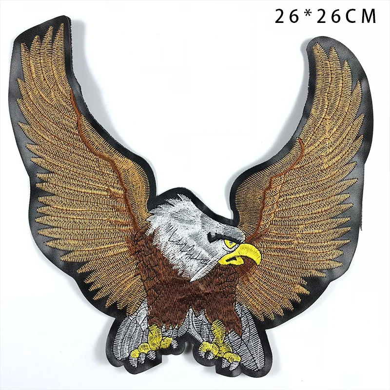 PGY Leather Embroidered Biker Patches For Jeans Men Jacket Clothing Eagle Animal Punk Style Patch Stickers On Motorcycle Parches