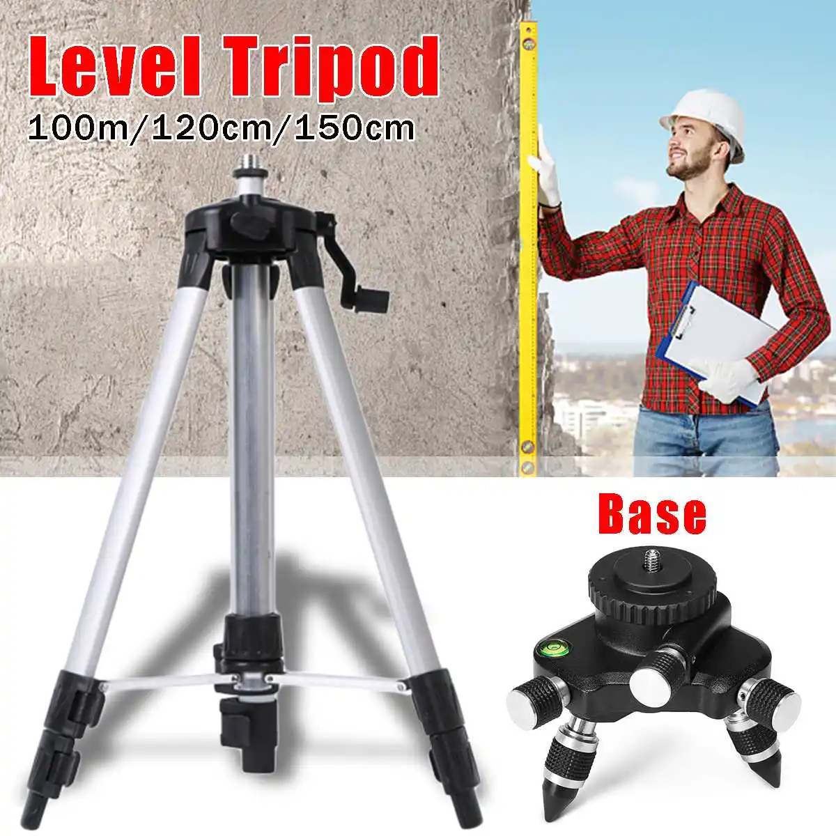 Adjust Height 1m/1.2m Aluminium Level Tripod Base Quick Survey Contractor Tripod For laser Level Line Corrosion Resistant