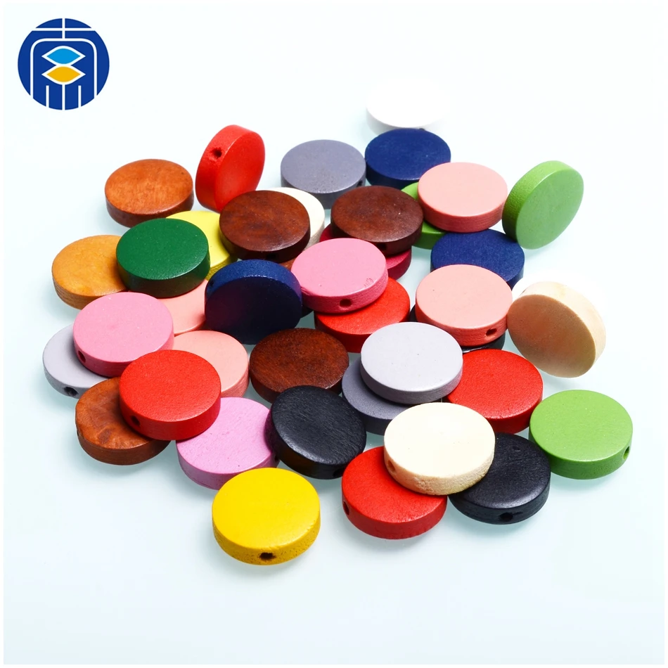 JuleeCrystal Beads 15mm Round Colorful Wooden Beads Children's Handmade Puzzle Circle Beads For Kids Toys Jewelry DIY