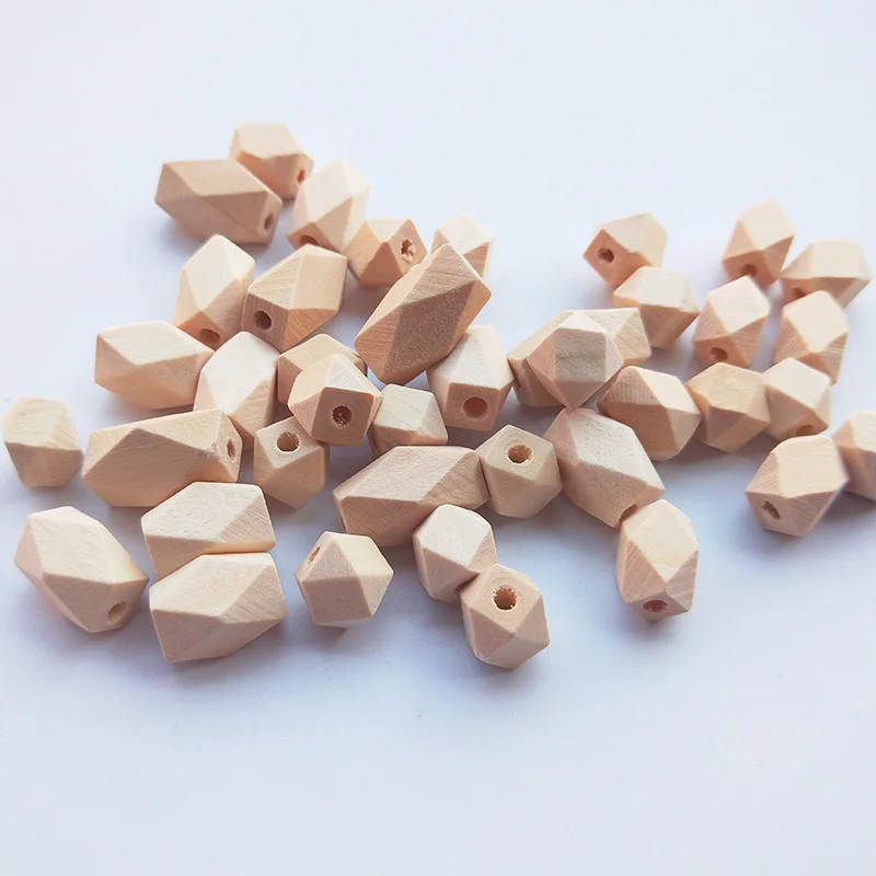 10Pcs Geometric long polygons Wood Spacer Bead Natural Color Eco-Friendly Wooden Beads DIY Making Crafts Jewelry Accessories