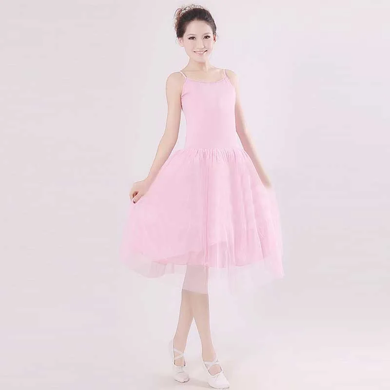 Adult Romantic Ballet Tutu Rehearsal Practice Skirt Swan Costume for Women Long Tulle Dress White pink black color Ballet Wear