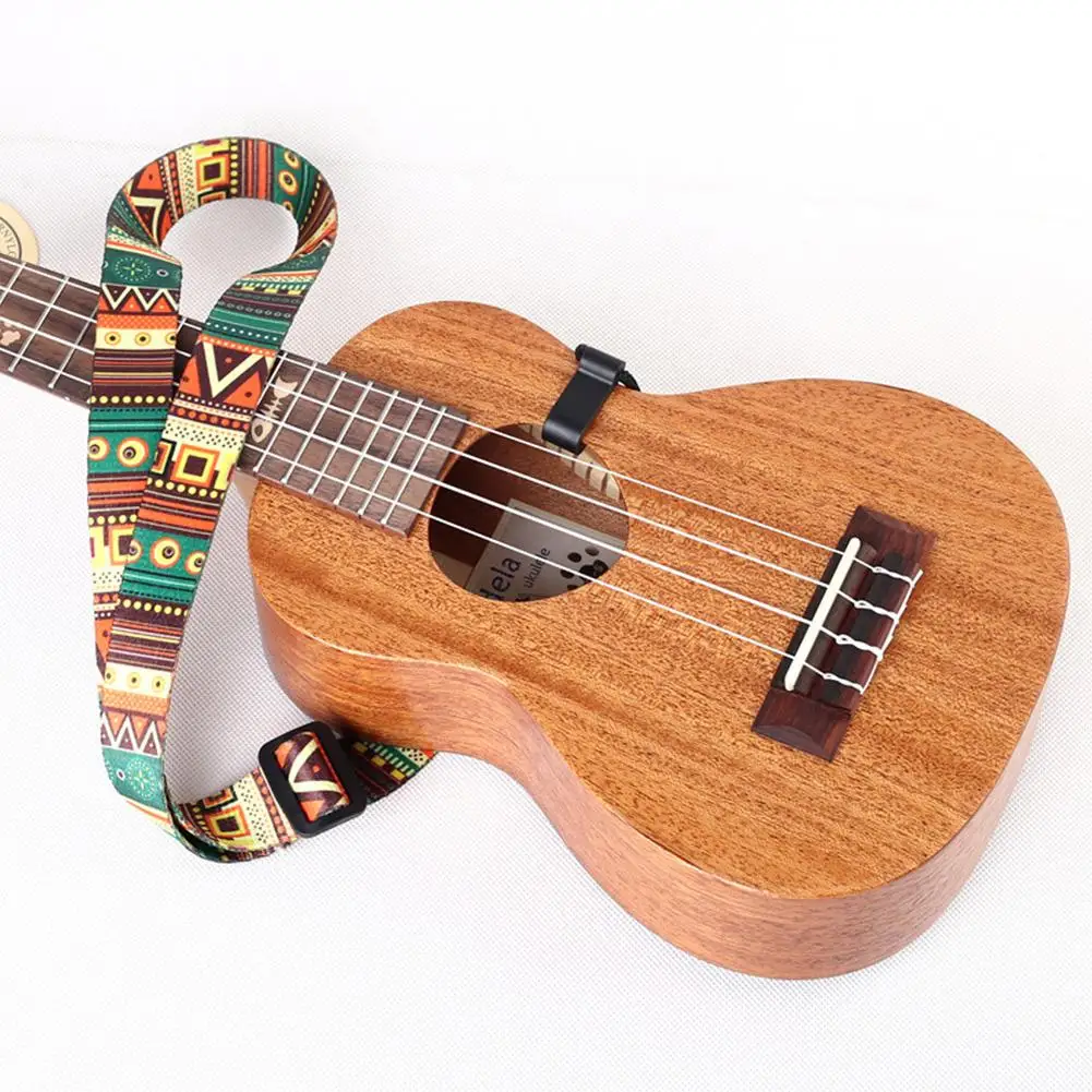 Muspor Hawaii Guitar Strap Ethnic Pattern Adjustable Nylon Clip On Ukulele Strap Belt Sling With Hook Ukulele Guitar Accessories