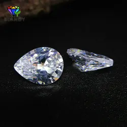 5A White Cubic Zirconia Stones 50pcs/lot 2*3~5*7mm Pear Shape Brilliant Cut CZ Stone Synthetic Gems For Jewelry