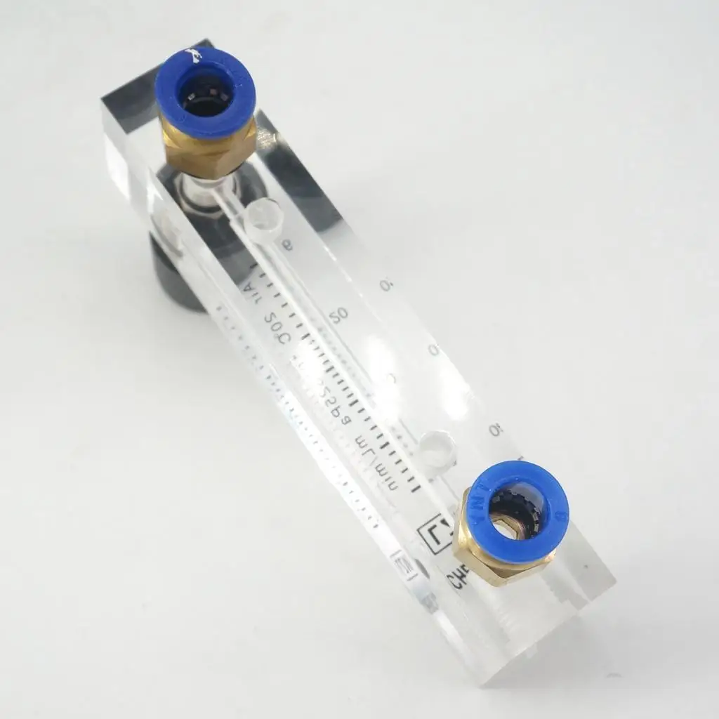 6-60mL/min LZM-6T Acrylic Panel Type Air Nitrogen Flowmeter Rotameter With Control Valve Push Fit 8mm OD Tube