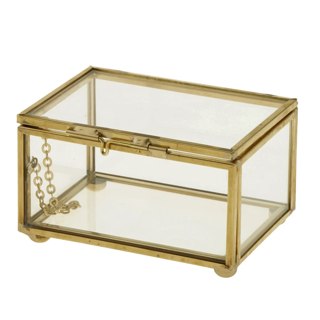 LUDA Geometric Glass Style Jewelry Box Table Container For Displaying Jewelry Keepsakes Home Decoration Plants Container Ewelr