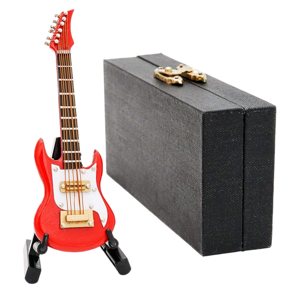 

Odoria 1:12 Wooden Red Electric Guitar Musical Instrument Miniature with Stand and Case Dollhouse Accessories