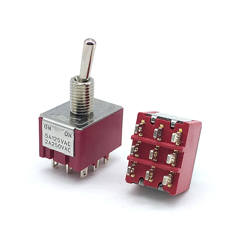 5 sztuk 9Pin Mini przełącznik dwupozycyjny 3PDT ON-ON MTS-302 ON-OFF-ON MTS-303 2A250V/5A125VAC