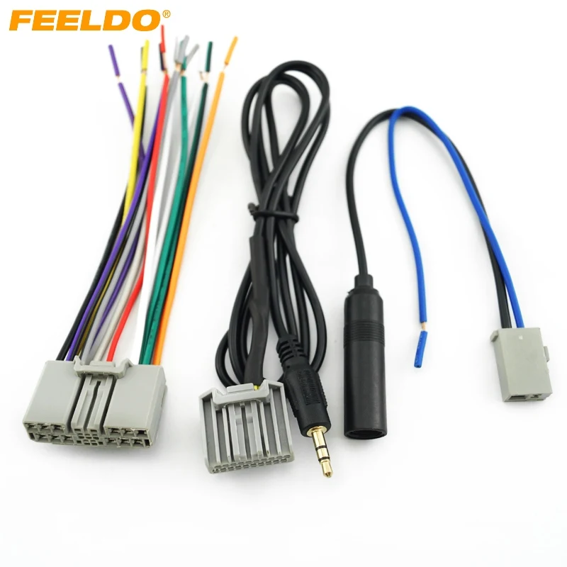 FEELDO 5Set Car Head Unit Harness/AUX/Antenna Adapter For Honda Accord/CRV/Civic/Fit/Odyssey Factory OEM Radio #FD3191