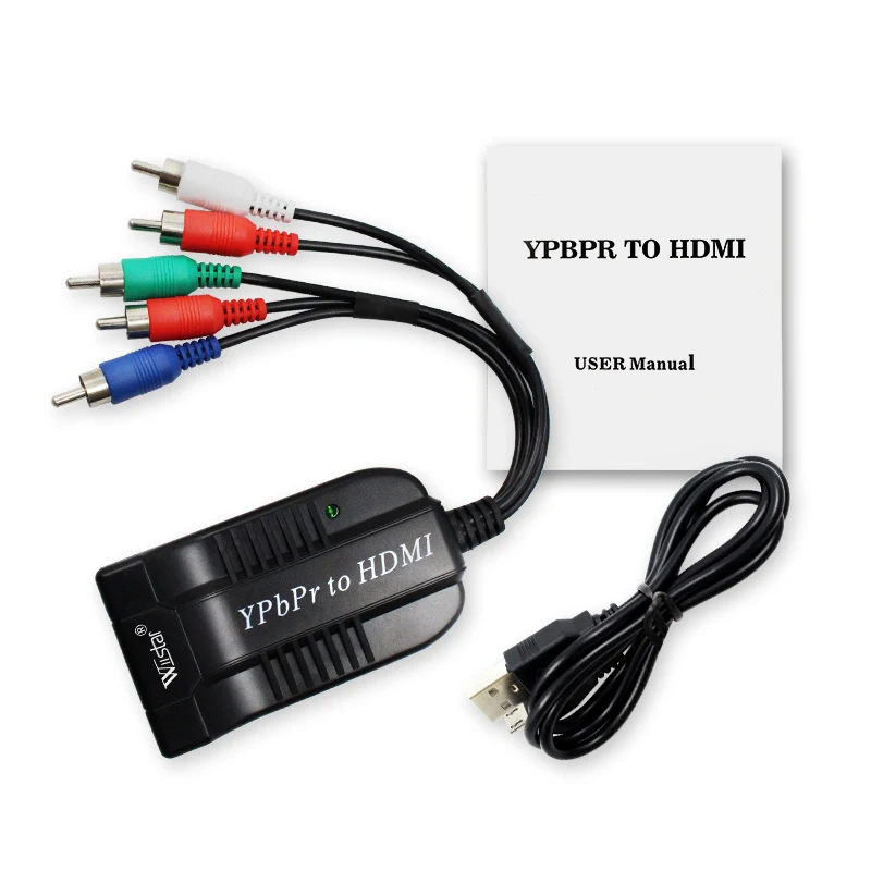 Wiistar 5RCA Ypbpr component to HDMI HDTV Video Audio Converter Adapter YPbPr video and R/L audio to HDMI Converter for HDTV