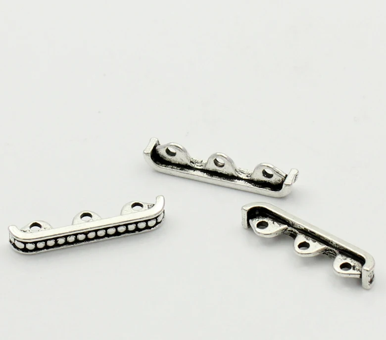 DoreenBeads Spacers Beads Sled Silver Color 3 Holes 24x5mm,50PCs (B22473), yiwu