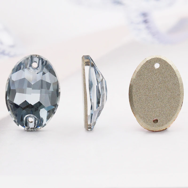 Astrobox Oval Shaped Glass Crystal Flat Back Rhinestones DIY Gradient Color Sew On Stone For Knitting Wedding Dress Garment