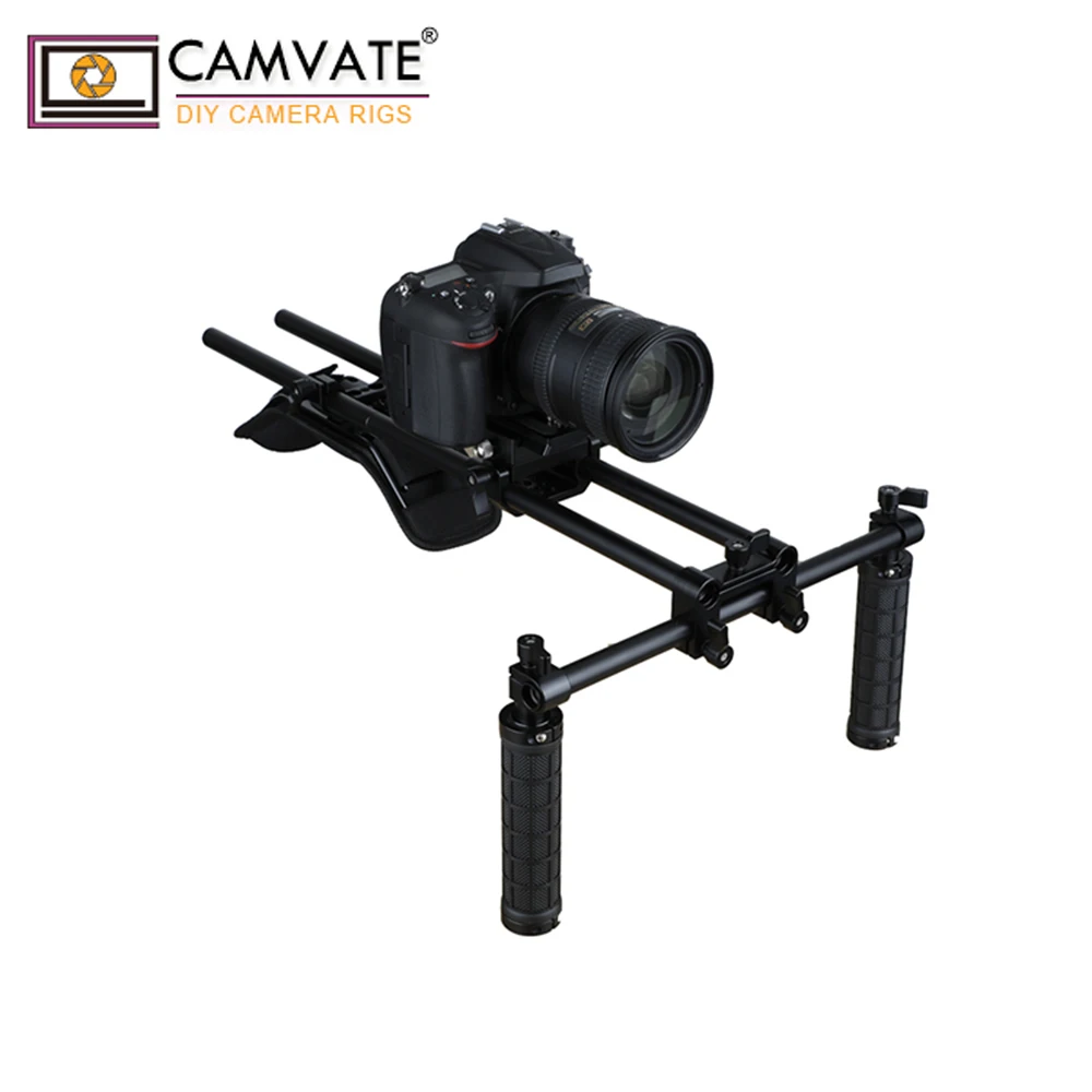 CAMVATE Pro Shoulder Mount Rig With Manfrotto Quick Release baseplate &15mm Dual-rod Clamp & Shoulder Pad & Dual Rubber Handgrip