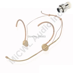 Complexion Dual Hook Head Headset Microphone For For MiPro Wireless Radio Mics System Beltpack Mini XLR 4Pin lock Foldable ears