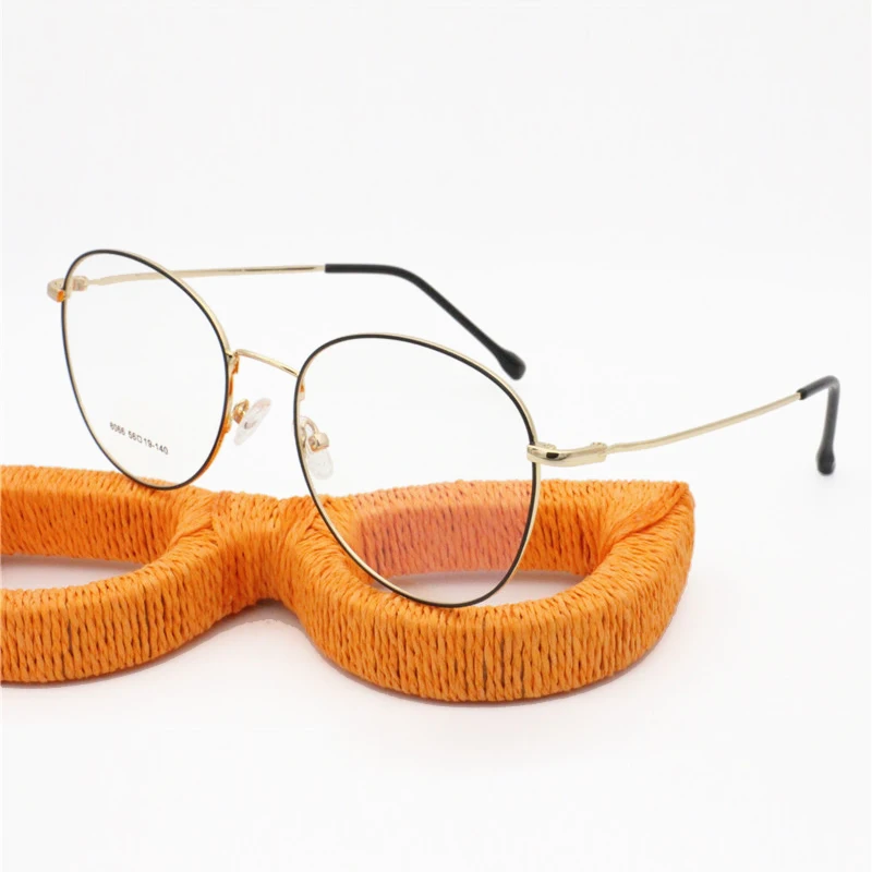 

big size unisex fashion metal glasses frame carving temple square-round shape slim prescription vintage eyeglasses for myopia