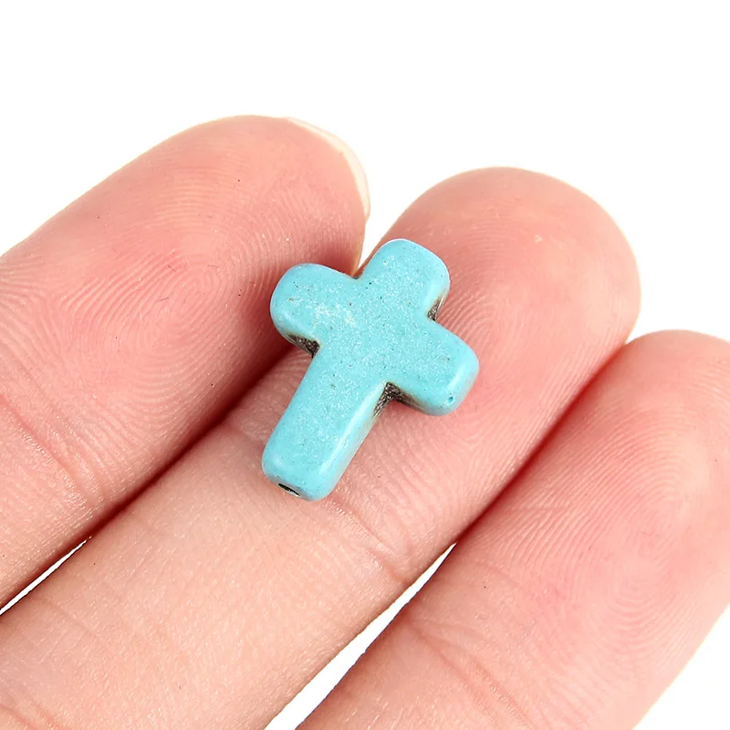 20pcs Natural Stone Cross Bead Charms For Woman Girls Charms Necklace Bracelet DIY Jewelry Making 15*11mm