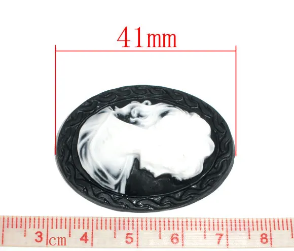 Lovely 10 Resin Lady Emboss Oval Cameo Embellishment (B06695)