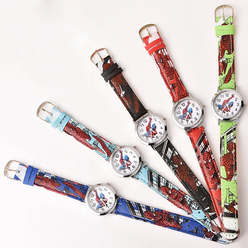 Disney SpiderMan Watch Cute Cartoon Watch Kids Watches Boys Christmas Gift  Leather Quartz Watch