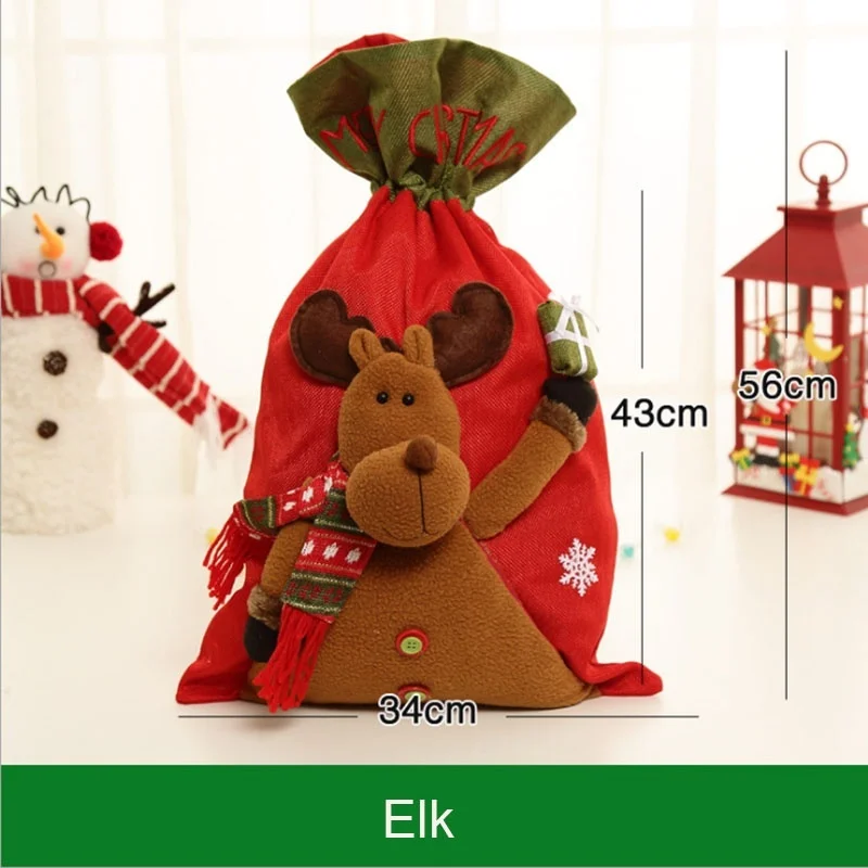 Non-woven Fabrics Large Christmas Xmas Bag Santa Claus Elk Snowman Candy Snacks Gift Storage Bags Holders Christmas Decorations