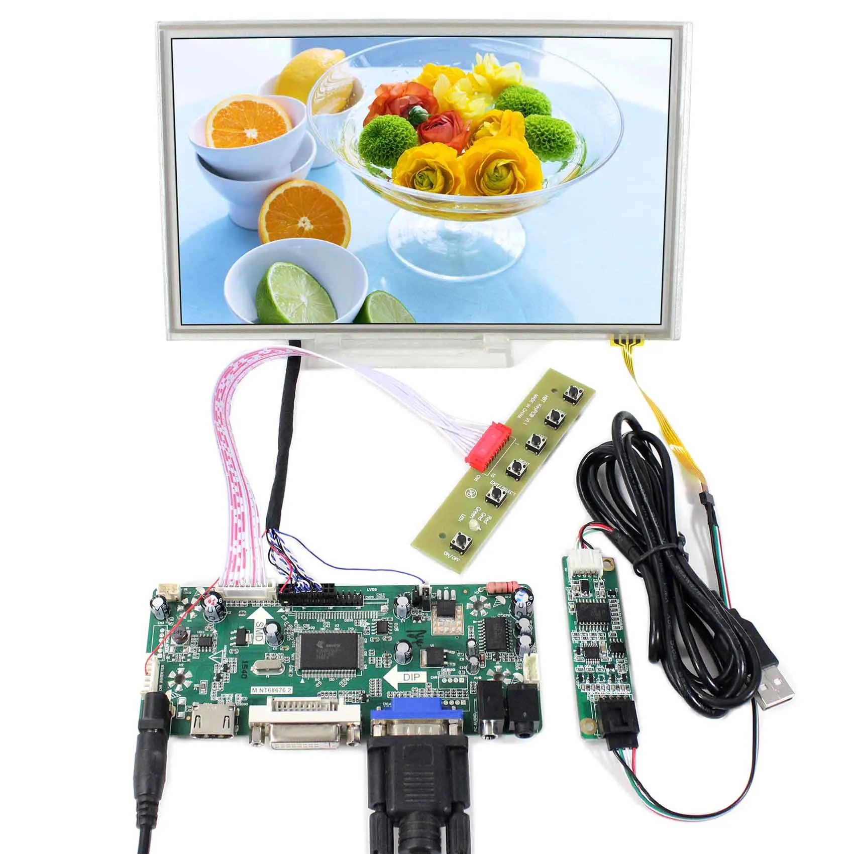 8.9inch Resistive Touch Panel  LCD Screen HD MI DVI VGA AUDIO LCD Controller Board 1024X600 Resolution Backlight WLED