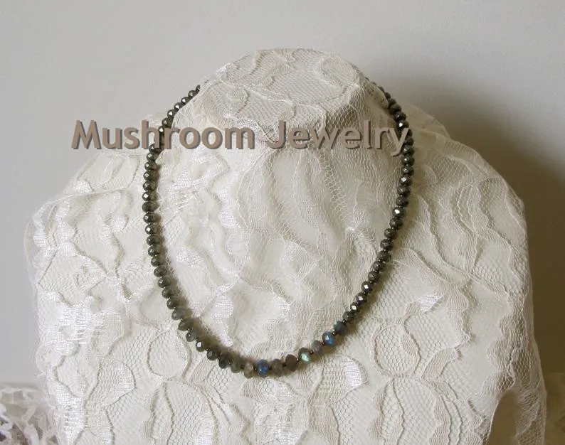 Pyrite And labradorite Short Necklace Stone Necklace Chokers Necklace