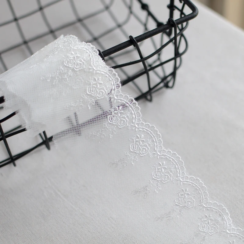 14yards white Gauze mesh embroidery thread Lace Trim lace fabric DIY clothing dress patchwork home textile Sewing Accessories