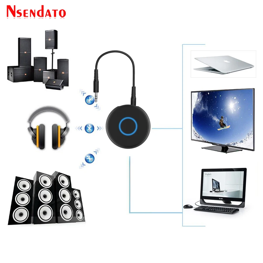 Transmisor de audio con Bluetooth 5,0, adaptador de música inalámbrico con conector de 3,5mm, transmisor Bluetooth 5,0 para TV, PC, MP3/4