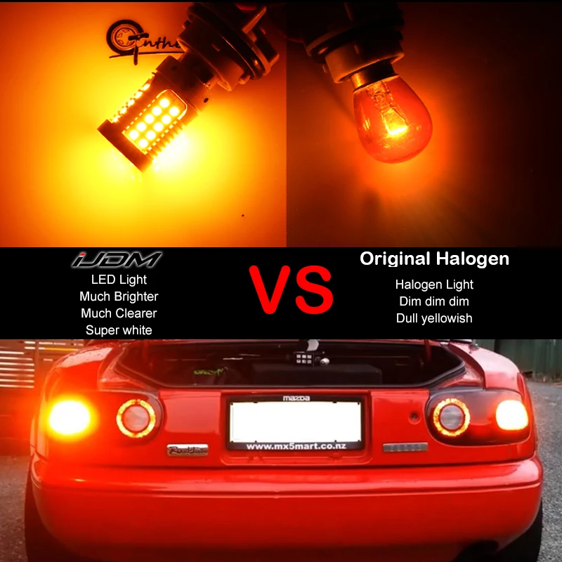 iJDM Canbus 1157 LED No Hyper Flash 21W Amber yellow P21/5W BAY15d LED Bulbs For Turn Signal Lights DRL Brake/Tail Lig Parking