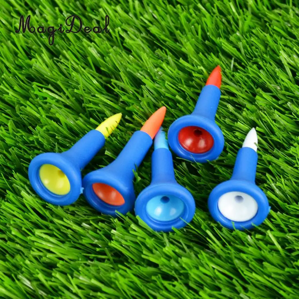 MagiDeal 10 Pieces/Set Soft Rubber Cushion Top Golf Tees Random Color Short