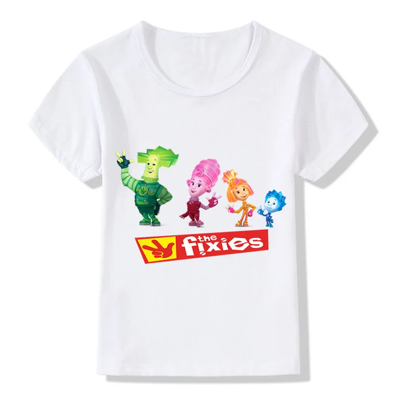 Children's Russian Cartoon The Fixies Design Funny T-Shirts Boys Girls Great Tops Tees Kids Casual Clothes For Toddler,HKP5148