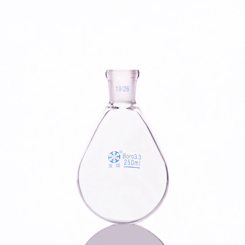 

Flask eggplant shape,short neck standard grinding mouth,Capacity 250ml and joint 19/26,Eggplant-shaped flask