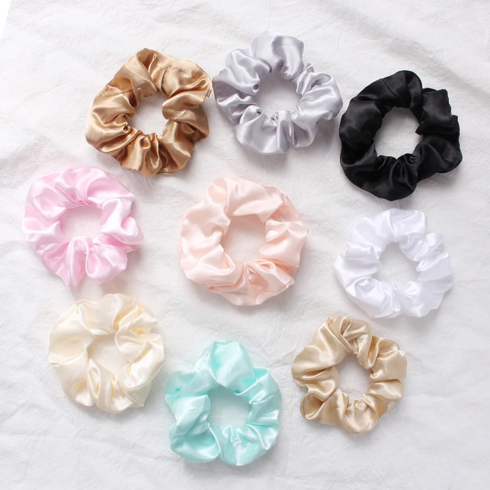 2020 Satin/Velvet Hair Scrunchies Women Elastic Hair Bands Girls Headwear Bright Color Silk Ponytail Holder Hair Tie Accessories